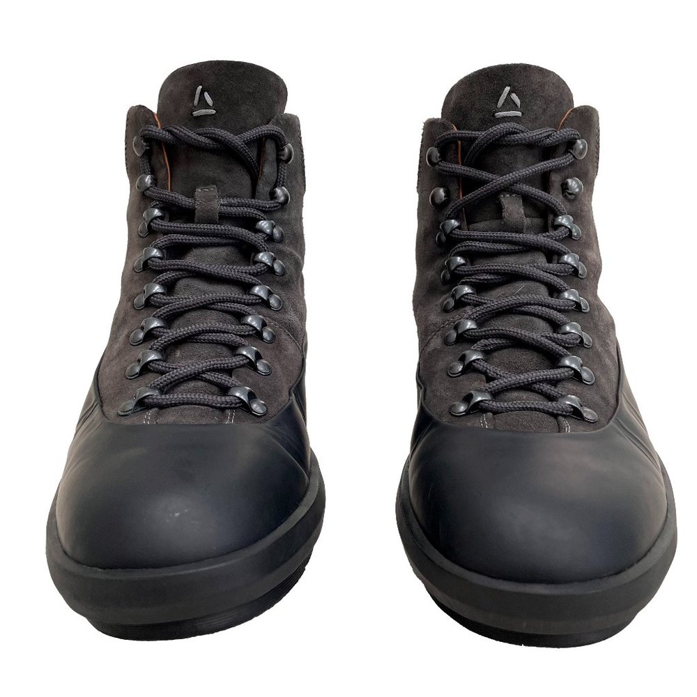 Aquatalia Murphy Lace-Up Suede Boots - Gray, Black | 10.5